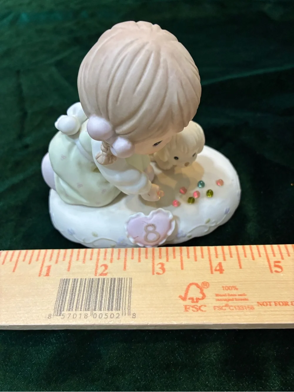 Precious Moments Cream and Pink Girl Figurine with Puppy Birthday Gift 8 years